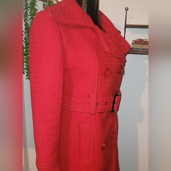 Oxygen Collections Red Mid Length Pea Coat S - Picture 2 of 7